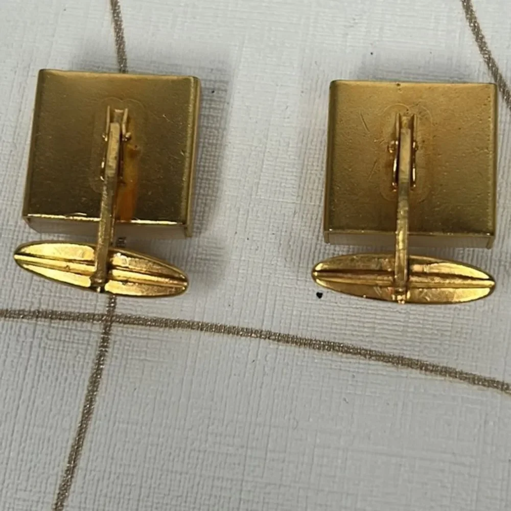Vintage square cufflinks, gold, and mother of pearl